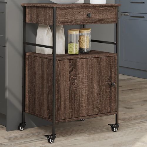 vidaXL Chariot de cuisine chêne marron 56x43x89,5 cm bois d'ingénierie