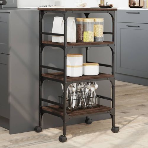 vidaXL Chariot de cuisine chêne marron 45x35x89,5 bois d'ingénierie