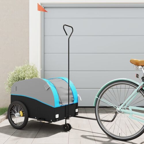 Vidaxl Remorque De Vélo Noir Et Bleu 45 Kg Fer