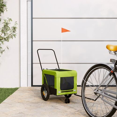 Vidaxl Remorque De Vélo Pour Animaux De Compagnie Vert Et Noir
