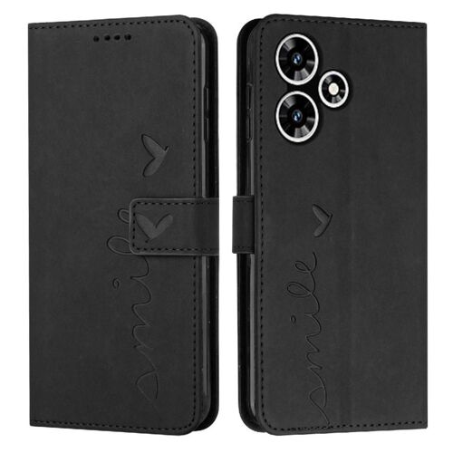 Étui Pour Infinix Hot 30 Protection Complète Couverture Antichoc Boucle Latérale Cuir Pu Insertion De Carte - Noir