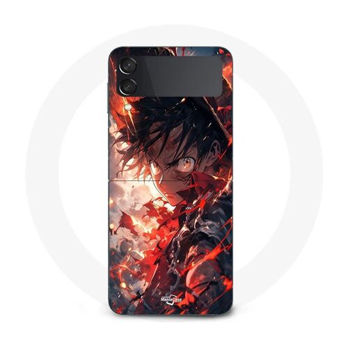 Coque Samsung Galaxy Z Flip3 One Piece Luffy Énervé Art Manga Anime