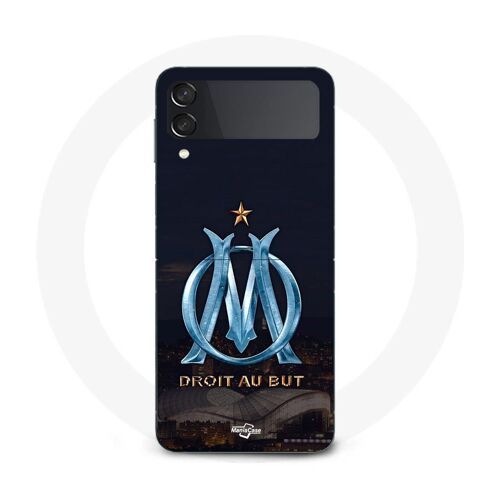 Coque Samsung Galaxy Z Flip4 OM logo bleu et dorée stade