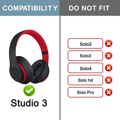 KALANKA-Bandeau Headband de Rechange pour Beats Studio 2 & Studio 3 Wired &Wireless Headphones Casque(Studio 3-Noir et Rouge)