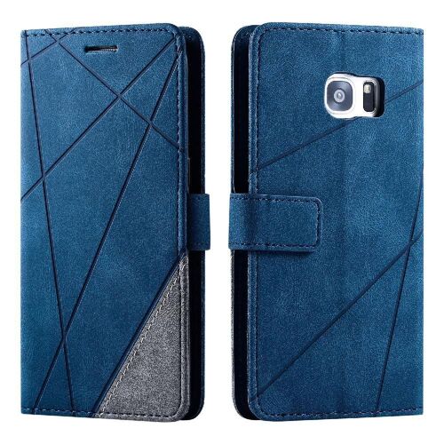 Étui Pour Samsung Galaxy S7 Edge Porte-Cartes Kickstand Magnétique Antichoc Cuir Pu Portefeuille Flip Folio - Bleu