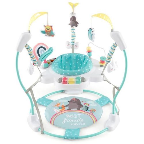 Costway Trotteur Musical Bébé Jumperoo-Hauteur Réglable-Jouets Interactifs-Boîte À Musique Avec Lumières-Siège À 360°-6+ Mois-Animal