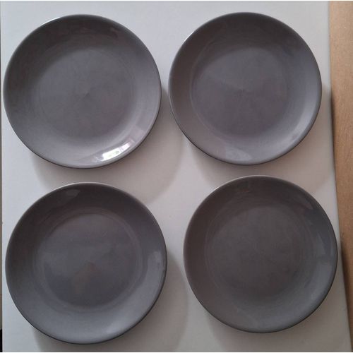 Lot De 4 Assiettes À Dessert Couleur Unie Grise