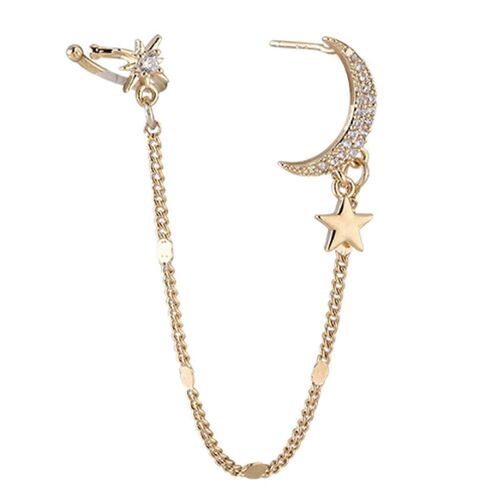 Mode Moon Star Ear Clip Non Piercing Strass Manchettes Tragus Boucles D'oreilles