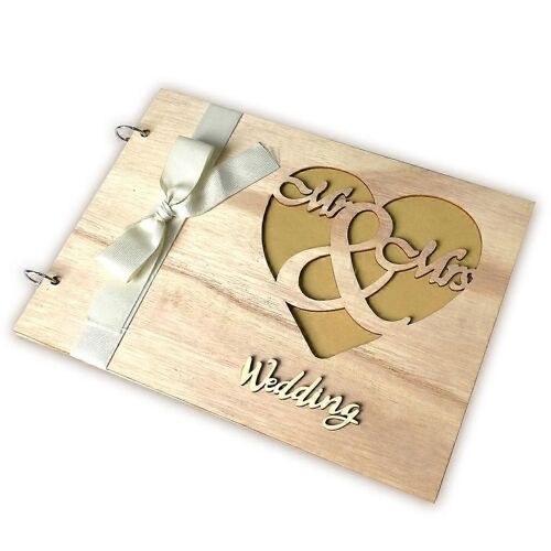 Livre d'or personnalisé Mariage en bois Mr &amp Mme Livres d'or Message signature Rus