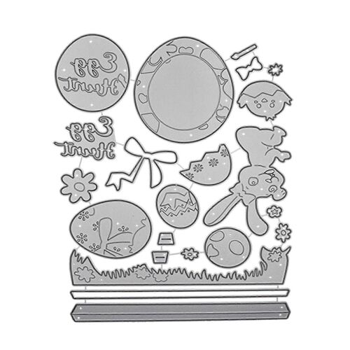Lapin De Pâques Oeuf Noeud Floral Coupe Meurt Pochoir Bricolage Scrapbooking Album Modèle