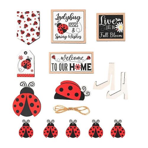 1Set Bois Coccinelle Plateau Étagée Décor De Fond De Fête