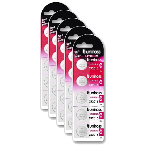 UNIROSS Lot de 5 Packs de 5 Piles Lithium CR2016, 3V
