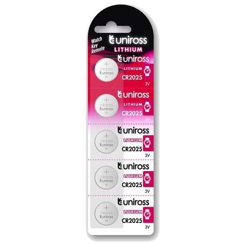 UNIROSS Pack de 5 Piles Lithium CR2025, 3V