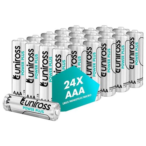 UNIROSS Pack de 24 Piles Alcalines AAA-LR03 Power Plus 1,5V