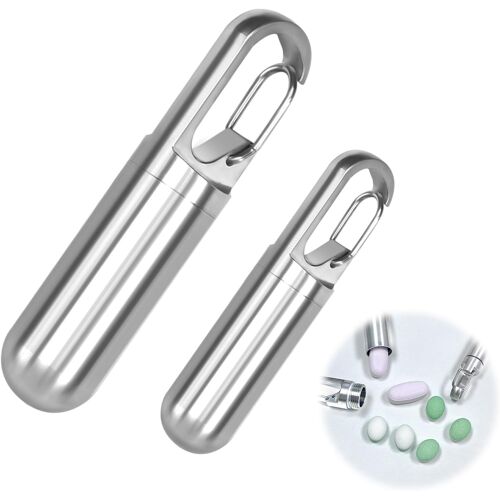 Kalanka-Pilulier Portable De Poche Porte-Clés En Acier Inoxydable Étanche Taille S Et L Pour Le Camping, La Randonnée, L'escalade