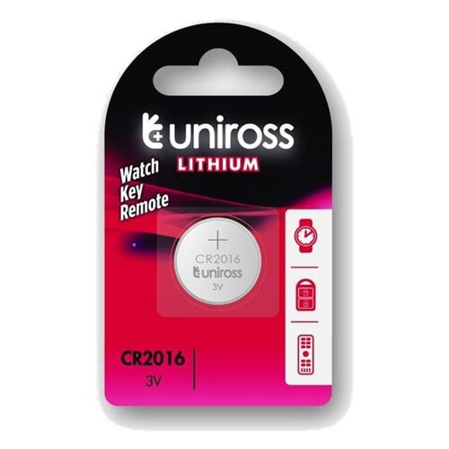 UNIROSS Pack de 1 Pile Lithium CR2016, 3V