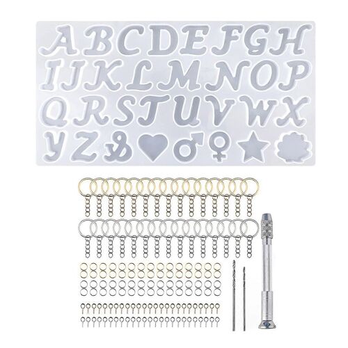 Alphabet Silicone Résine Moules,Lettre Silicone Moules Porte-Clés Résine Bijoux Moules