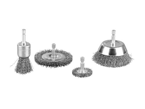 PARKSIDE® Jeu de brosses métalliques / Jeu de polissage / Jeu de brosses en nylon / Pompe pour perceuse, 4 pièces / 7 pièces / 1 pièce (set de brosses métalliques)