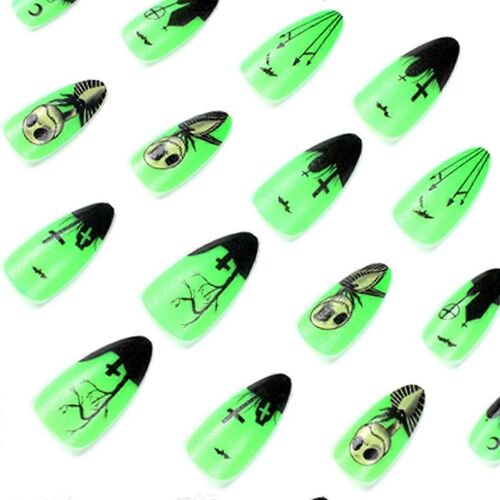 Presse À Amandes Sur Les Ongles Halloween Faux Ongles Lumineux Couverture Complète Faux Ongles 