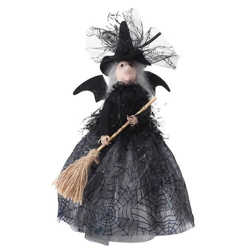 Sorcière d'Halloween pour poupée pour Halloween Fête Maison Chambre Décoration de bureau Horreur Balai Atmosphère magique Ornements