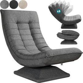 CASARIA® Fauteuil tout confort pivotant à 360° Gris capacité de charge de 150kg siège de gaming 58x57x84/87cm relaxation