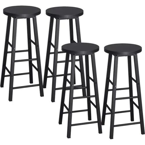 Lot De 4 Tabourets De Bar.tabouret De Bistrot.chaise Stable+durable.surface Dassise En Mdf.noir