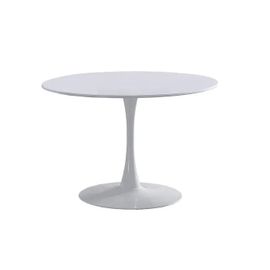 Table À Manger Ronde Coloris Blanc - Diamètre 110 X Hauteur 75 Cm
