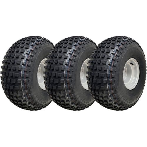 22x11.00-8 Knobby ATV Tyres 4 Stud Rim Trailer Quad Wheels 4 Inch PCD (Set of 3)