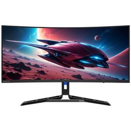 Lenovo Legion R34w-30 - Écran LED - jeux - incurvé - 34" - 3440 x 1440 @ 180 Hz - VA - 350 cd/m² - 3000:1 - HDR10 - 0.5 ms - 2xHDMI, DisplayPort - haut-parleurs - noir corbeau