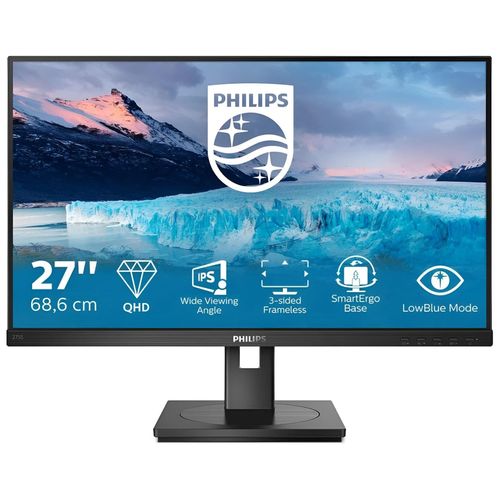 Philips S-line 275S1AE - Écran LED - 27" - 2560 x 1440 QHD @ 75 Hz - IPS - 250 cd/m² - 1000:1 - 4 ms - HDMI, DVI-D, DisplayPort - haut-parleurs - texture noire