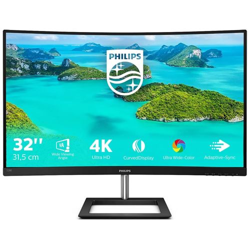 Philips E-line 328E1CA - Écran LED - incurvé - 32" (31.5" visualisable) - 3840 x 2160 4K @ 60 Hz - VA - 250 cd/m² - 2500:1 - 4 ms - 2xHDMI, DisplayPort - haut-parleurs - noir texturé