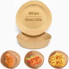Papier Sulfurisé Pour Air Fryer, 100 Pièces Air Fryer Disposable Paper Doublures En Rond Friteuse À Air Pour La Cuisson Pour Friteuse À Air, Four, Four Micro-Onde