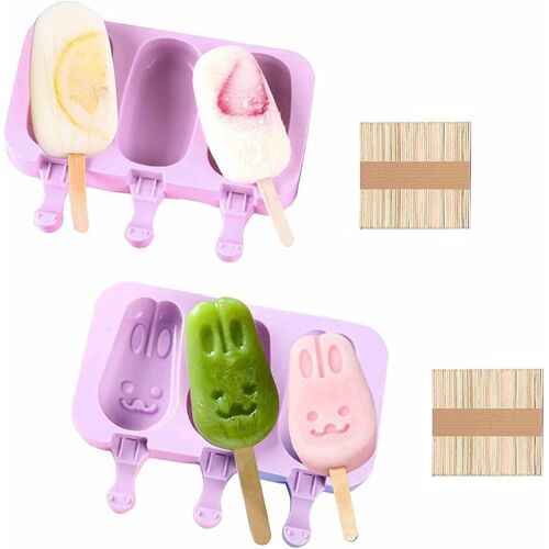 Kalanka-Moules À Glace Silicone, Moules À Popsicle, Moules À Popsicle, Pour Moule À Gâteau, Moule À Dessert, Moules À Crème Glacée À Dessert Glacé Avec 2 Moules Et 100 Bâtons De Popsicle