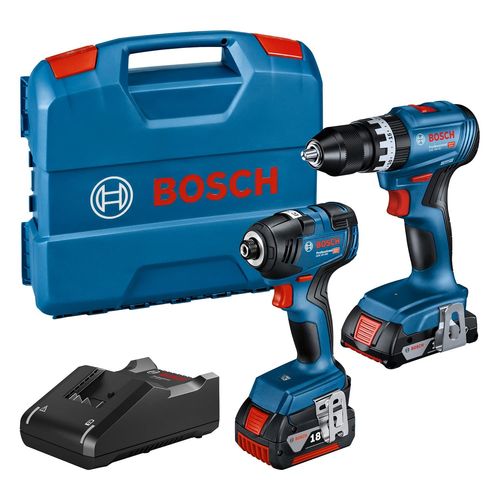 Bosch Professional Combo-Kit GDR 18V-200 + GSB 18V-45 (avec 1 batterie 2,0 Ah, 1 batterie 4,0 Ah, chargeur GAL 18V-40, dans L-Case) - Set Exclusive