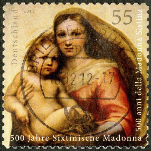 Timbre Oblitéré Deutschland, 500 Jahre Sixtinische Madonna, 2012, 55