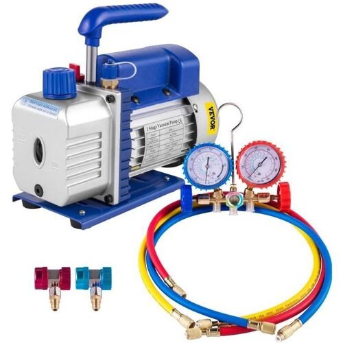 Pompe à vide 85L-min - VEVOR - 3CFM 1-4 HP avec Manomètre Frigoriste