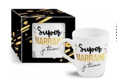 Mug Ceramique Super Marraine Or