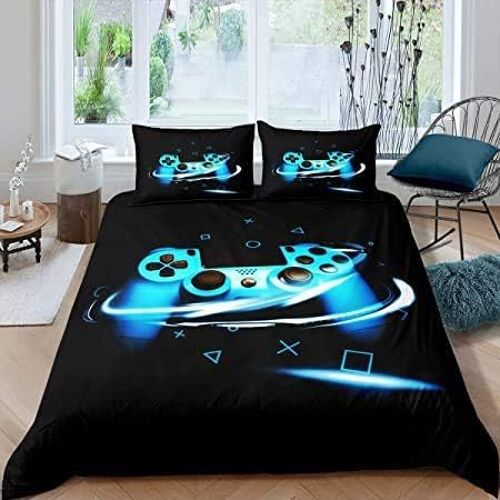 Ensemble De Literie Pi¿¿Ces Console De Jeu D Blanc Gris Bleu Noir Vert Jaune Motif Double Housse De Couette Conception Housse De Couette E
