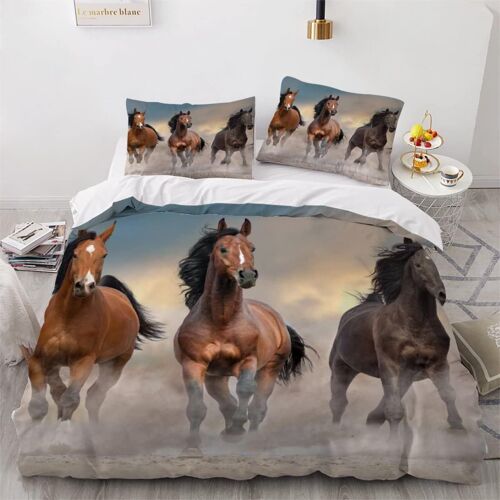 Housse De Couette X Enfant Cheval D¿¿Sert Courant Coucher Soleil Parure De Lit Adulte Avec Fermeture ¿¿Clair,Parure Housse Couette Personnes D Imprim¿¿