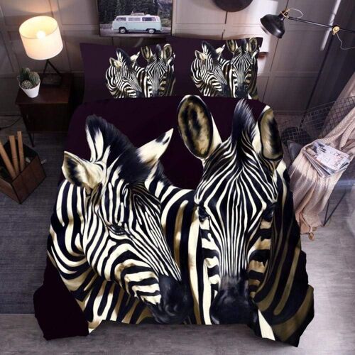 Ensemble Housse De Couette Xcm D Imprim¿¿ Z¿¿Bre Animal Pi¿¿Ces Parure De Lit Microfibre Housse De Couette Avec Fermeture ¿¿ Glissi¿¿Re Et Taies D