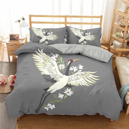 Th¿¿Me Grue Des Nuages Blancs / Pcs Ensemble De Couette En Microfibre Avec Fermeture ¿¿ Glissi¿¿Re Literie Housse De Couette Et / Taies D'oreiller (