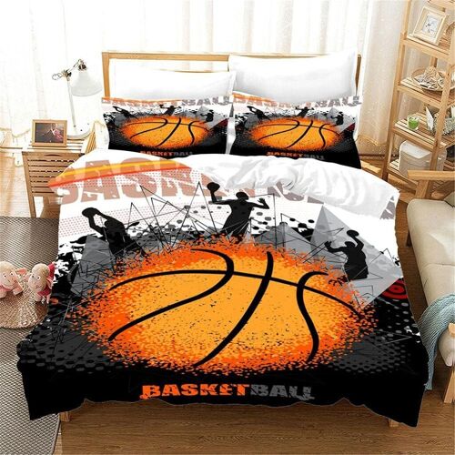 Housse De Couette X Basketball Parure De Lit En Microfibre Avec Fermeture ¿¿Clair, Housse Couette + Taie D'oreiller X Cm