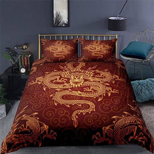 Housse De Couette X Dragon Chinois, Parure De Lit Pi¿¿Ces Avec Hypoallerg¿¿Nique Housse De Couette Et Taies D'oreiller X Cm Pour Ado Adulte