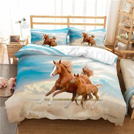 Housse De Couette X Adulte Cheval Brun Parure De Lit X Adulte Literie Avec Taies D'oreiller X + Housse De Couette Imprim¿¿ En Microfibre