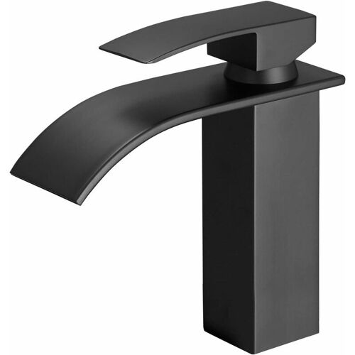 Robinet Salle Bain Cascade Noir,Mitigeur Lavabo Cascade, Robinet Lavabo Cascade en Laiton avec Eau Froide & Chaude Disponible,Moderne goodnice