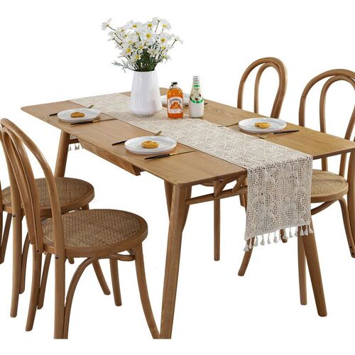 Nappe En Dentelle Nappes De Table Blanches Rectanglenappe De Noel Nappes En Lin Rectangulaire Classique Dentelle Tissu Frange Couverture De Table Pour La Fete (Blanc-2)30x140cm Goodnice