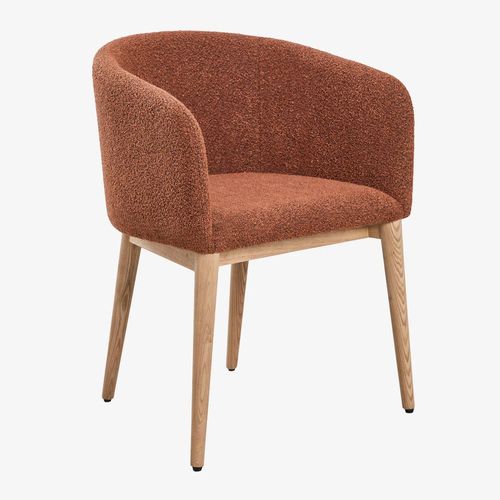 Pack De 4 Chaises De Salle À Manger Rembourrées Bunia Avec Accoudoirs Bois Naturel