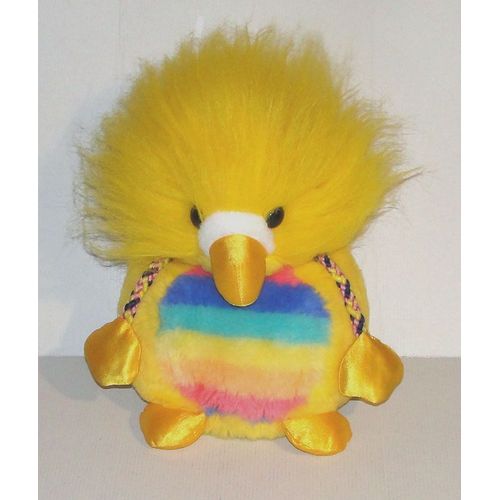 Peluche Oiseau Jaune Devant Arc En Ciel Vintage Ajena 30 Cm