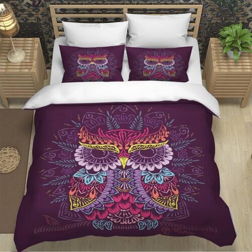 Hibou Abstrait Housse De Couette X Imprim¿¿ D Animaux Color¿¿S Parure De Lit Personnes Adultes Enfants Microfibre Literie Pi¿¿Ces Avec Fermeture