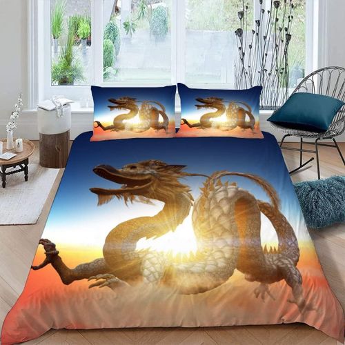 Pi¿¿Ces Parure De Lit Personnes Dragon Housse De Couette X Adultes Avec Fermeture ¿¿Clair Housse De Couette En Microfibre Avec Taies D'oreille